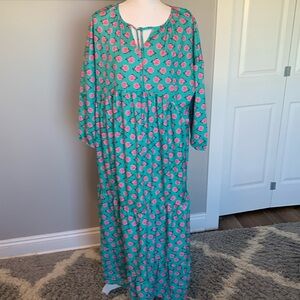 Emery Rise green & pink floral maxi dress size L/XL